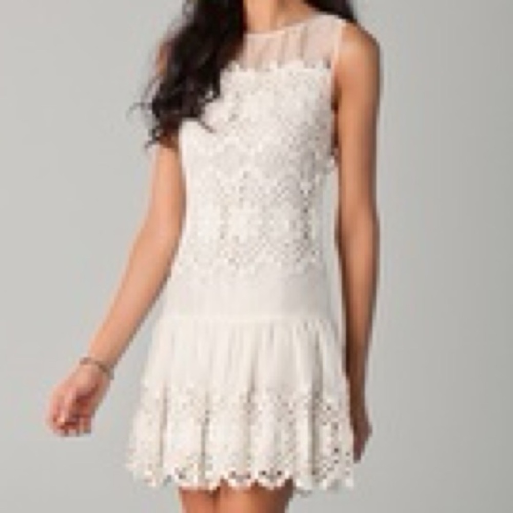 Red Valentino Lace-Embroidered Organza Dress, Ivory, 44(8)